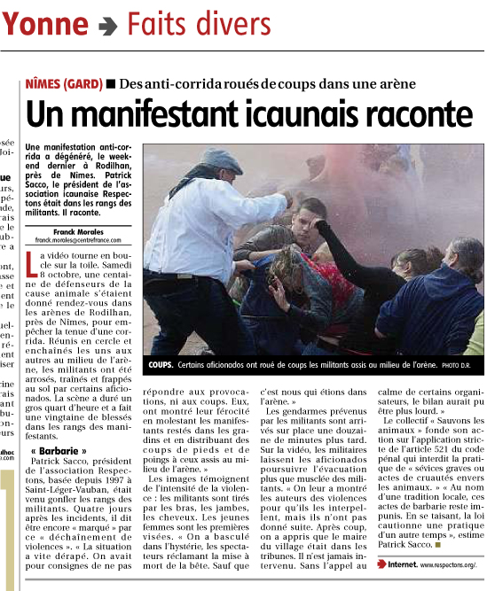 Journal de l'Yonne 14/10/11